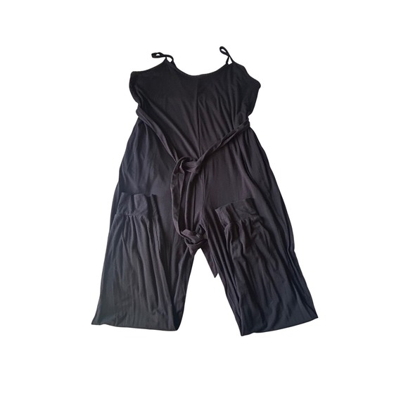 A Pea in the Pod Black Maternity Jumpsuit Spaghetti Strap Tie Waist Jogger LG - Picture 7 of 12